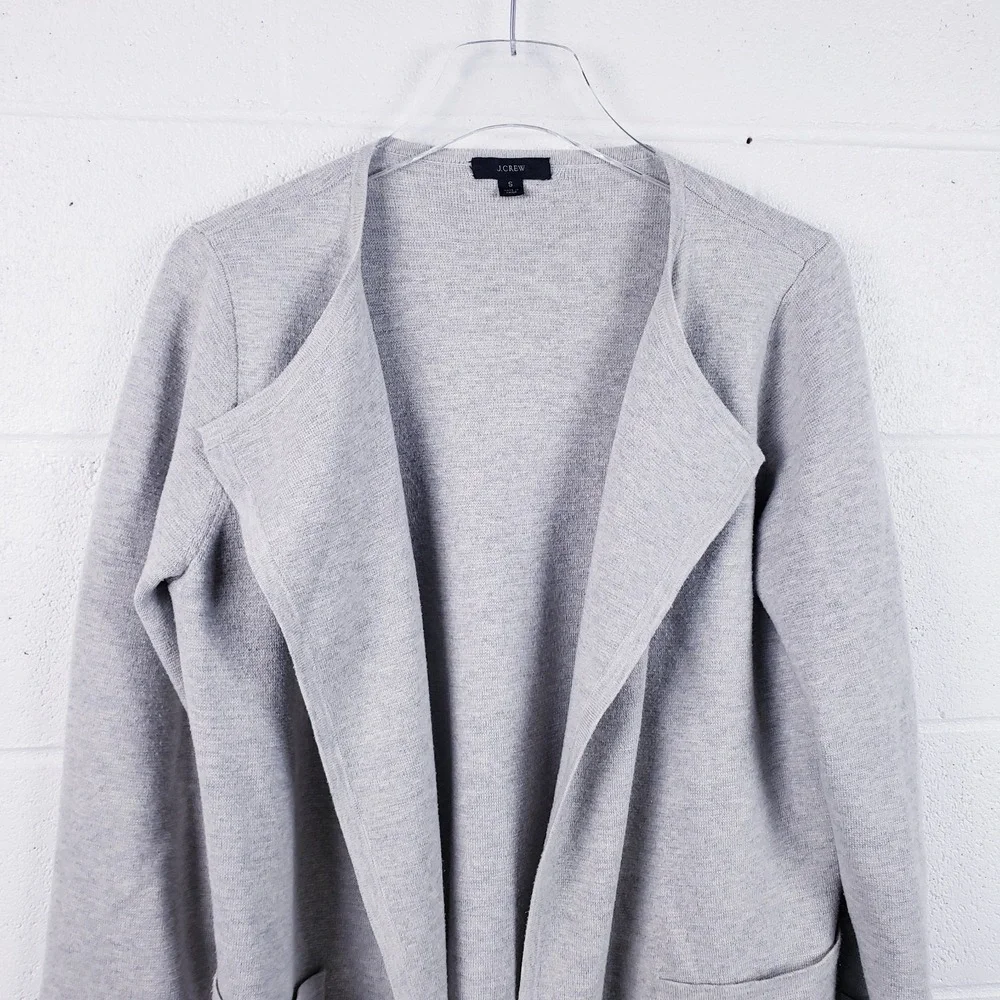 J.Crew Juliette Collarless Sweater-Blazer J6339 Gray Long‎ Length Size Small
